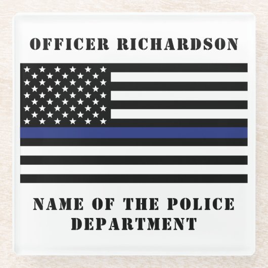 カスタム警察官シンブルーライン警察 ガラスコースター (正面)