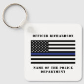 カスタム警察官シンブルーライン警察 キーホルダー (正面)