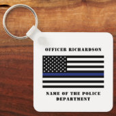 カスタム警察官シンブルーライン警察 キーホルダー (正面)