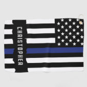 カスタム警察官シンブルーライン警察 ゴルフタオル (横)