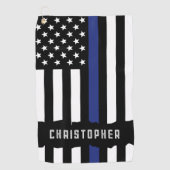 カスタム警察官シンブルーライン警察 ゴルフタオル (正面)