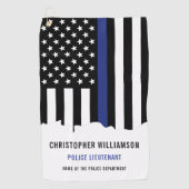 カスタム警察官シンブルーライン警察 ゴルフタオル (正面)