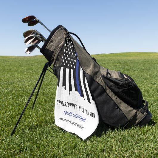 カスタム警察官シンブルーライン警察 ゴルフタオル (グリーン)