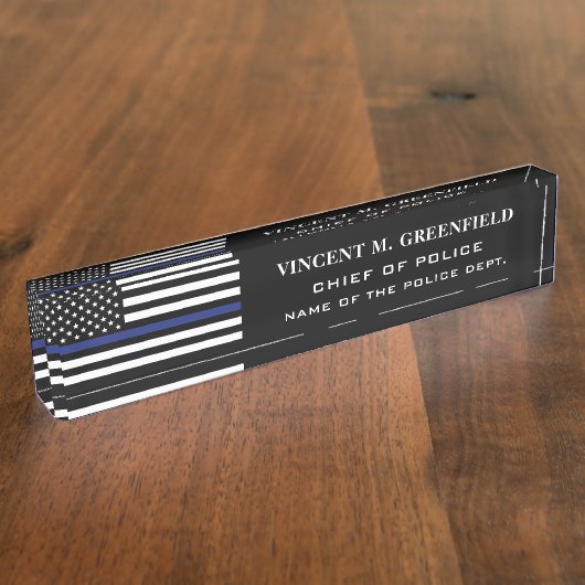 カスタム警察官シンブルーライン警察 デスクネームプレート (側面)