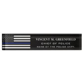 カスタム警察官シンブルーライン警察 デスクネームプレート (正面)
