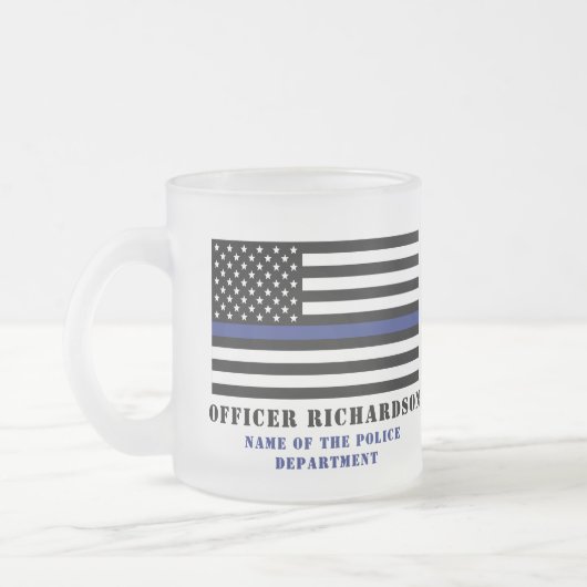 カスタム警察官シンブルーライン警察 フロストグラスマグカップ (左)