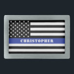 カスタム警察官シンブルーライン警察 長方形ベルトバックル<br><div class="desc">警察署パーソナライズされた員シンブルーラインUSA旗警察署ギフト！</div>