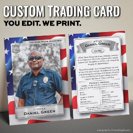 カスタム警察官トレーディングカード米国国旗シルバー コーリングカード