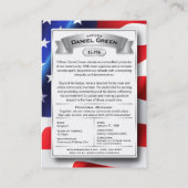 カスタム警察官トレーディングカード米国国旗シルバー コーリングカード (裏面)