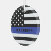 カスタム警察官薄青ライン警察部 ガラスオーナメント (正面左)