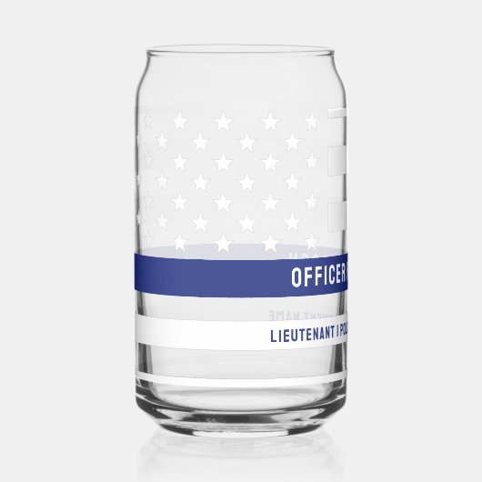 カスタム警察官薄青ライン警察部 ガラス缶 (正面)