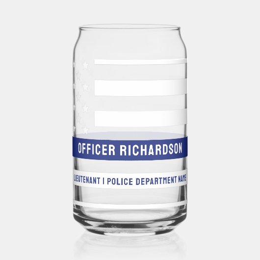カスタム警察官薄青ライン警察部 ガラス缶 (左)