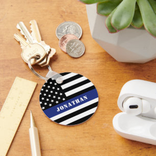 カスタム警察官薄青ライン警察部 キーホルダー