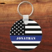 カスタム警察官薄青ライン警察部 キーホルダー (正面)