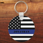 カスタム警察官薄青ライン警察部 キーホルダー (正面)