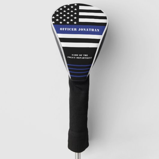 カスタム警察官薄青ライン警察部 ゴルフヘッドカバー (正面)