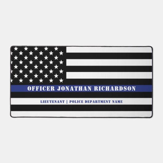 カスタム警察官薄青ライン警察部 デスクマット (正面)