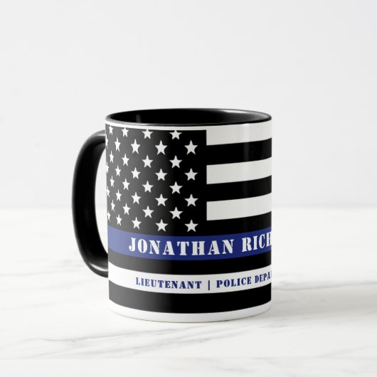 カスタム警察官薄青ライン警察部 マグカップ (正面左)