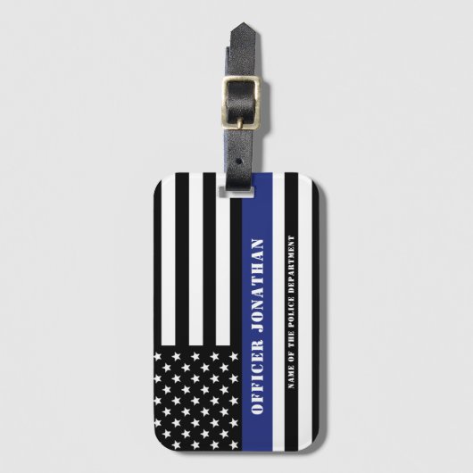カスタム警察官薄青ライン警察部 ラゲッジタグ (正面縦)