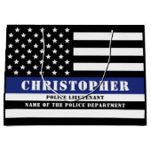 カスタム警察官薄青ライン警察部 ラージペーパーバッグ (正面)
