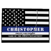 カスタム警察官薄青ライン警察部 ラージペーパーバッグ (裏面)