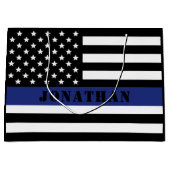 カスタム警察官薄青ライン警察部 ラージペーパーバッグ (正面)