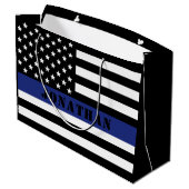 カスタム警察官薄青ライン警察部 ラージペーパーバッグ (裏面アングル)