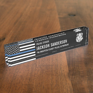 カスタム警察署細線 デスクネームプレート