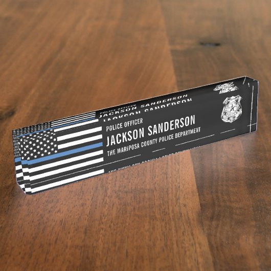 カスタム警察署細線 デスクネームプレート (側面)