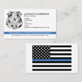 カスタム警察署Thin Blue Lineロゴ 名刺 (正面/裏面)