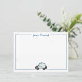 カスタム警察車両の文房具、少年用ブルー＆ホワイト サンキューカード (スタンド正面)