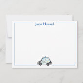 カスタム警察車両の文房具、男子向け青と白 サンキューカード (正面)