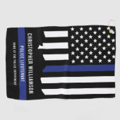 カスタム警視庁の細いブルーライン国旗 ゴルフタオル (横)