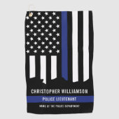 カスタム警視庁の細いブルーライン国旗 ゴルフタオル (正面)