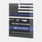 カスタム警視庁の細い青い線の米国国旗 ガラスオーナメント (正面左)