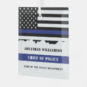 カスタム警視庁の細い青い線の米国国旗 ガラスオーナメント (正面左)