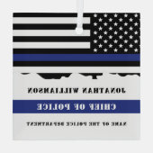 カスタム警視庁の細い青い線の米国国旗 ガラスオーナメント (裏面)
