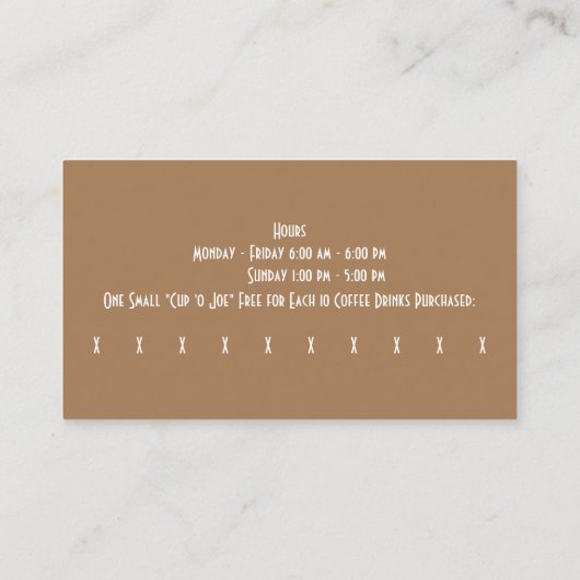 カスタム豆コーヒーショップビジネス&パンチ 名刺 (裏面)