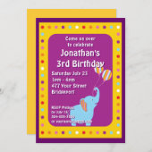 カスタム象誕生会 招待状 (正面/裏面)