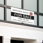 カスタム販売中不動産ロゴ電話メール 横断幕 (ビルの外側)