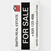 カスタム販売中不動産ロゴ電話メール 横断幕 (縦)