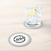 カスタム販売促進ビジネスロゴのブランドグレー ラウンドペーパーコースター (インサイチュ)