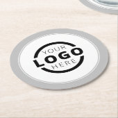 カスタム販売促進ビジネスロゴのブランドグレー ラウンドペーパーコースター (アングル)