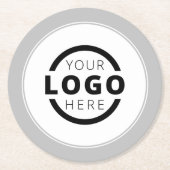 カスタム販売促進ビジネスロゴのブランドグレー ラウンドペーパーコースター (正面)