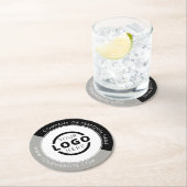 カスタム販売促進ビジネスロゴのブランドグレー ラウンドペーパーコースター (インサイチュ)