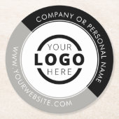 カスタム販売促進ビジネスロゴのブランドグレー ラウンドペーパーコースター (正面)