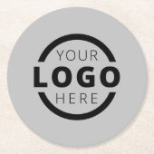 カスタム販売促進ビジネスロゴのブランドグレー ラウンドペーパーコースター (正面)