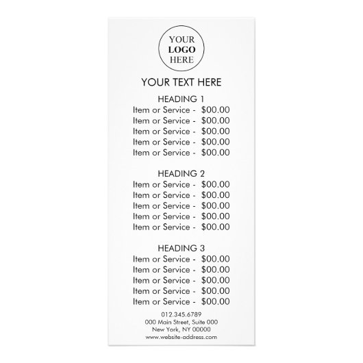 カスタム販売促進ロゴ – 最小注文なし ラックカード (正面)