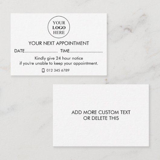 カスタム販売促進ロゴ – 最小注文なし 予約カード (正面/裏面)