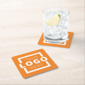 カスタム販売促進業務ロゴブランドオレンジ スクエアペーパーコースター (インサイチュ)